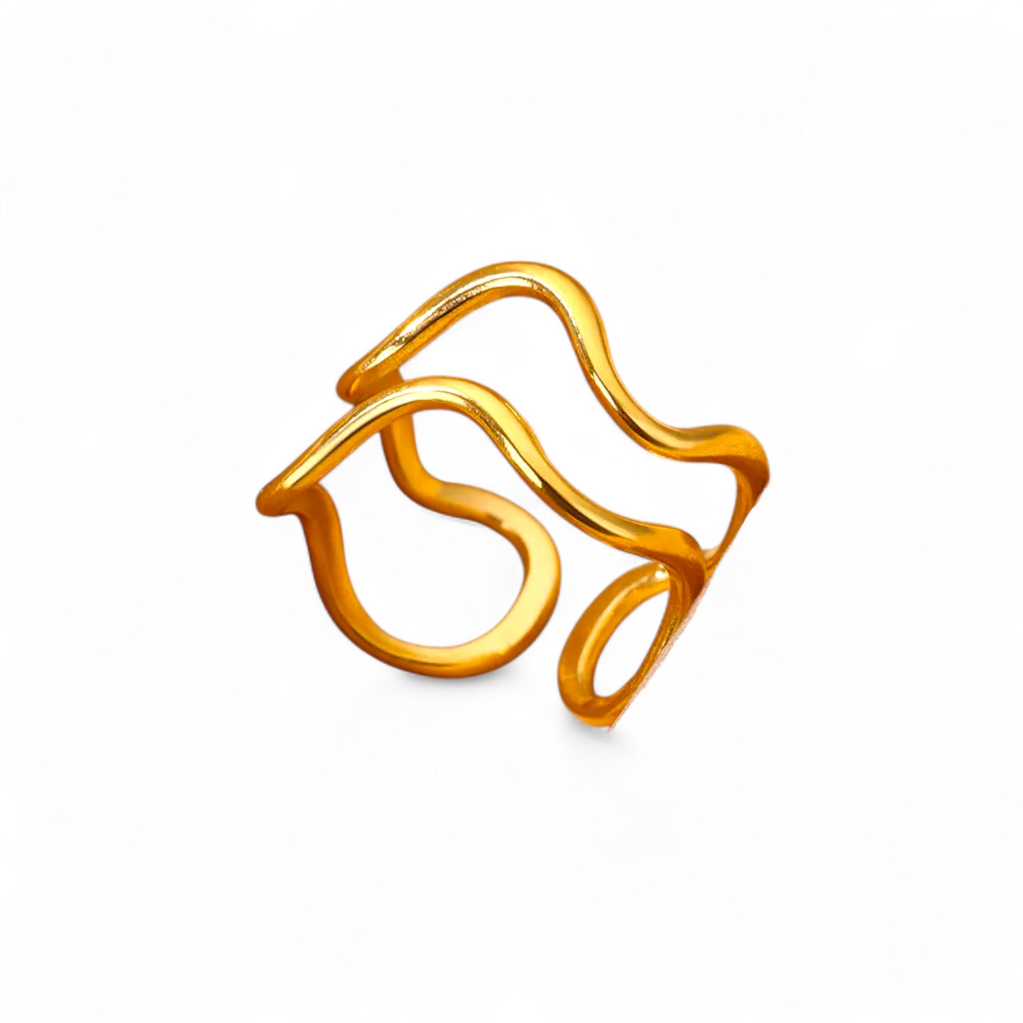 Elegante Wellen-Ring-Sets aus Goldoptik – 4-Varianten