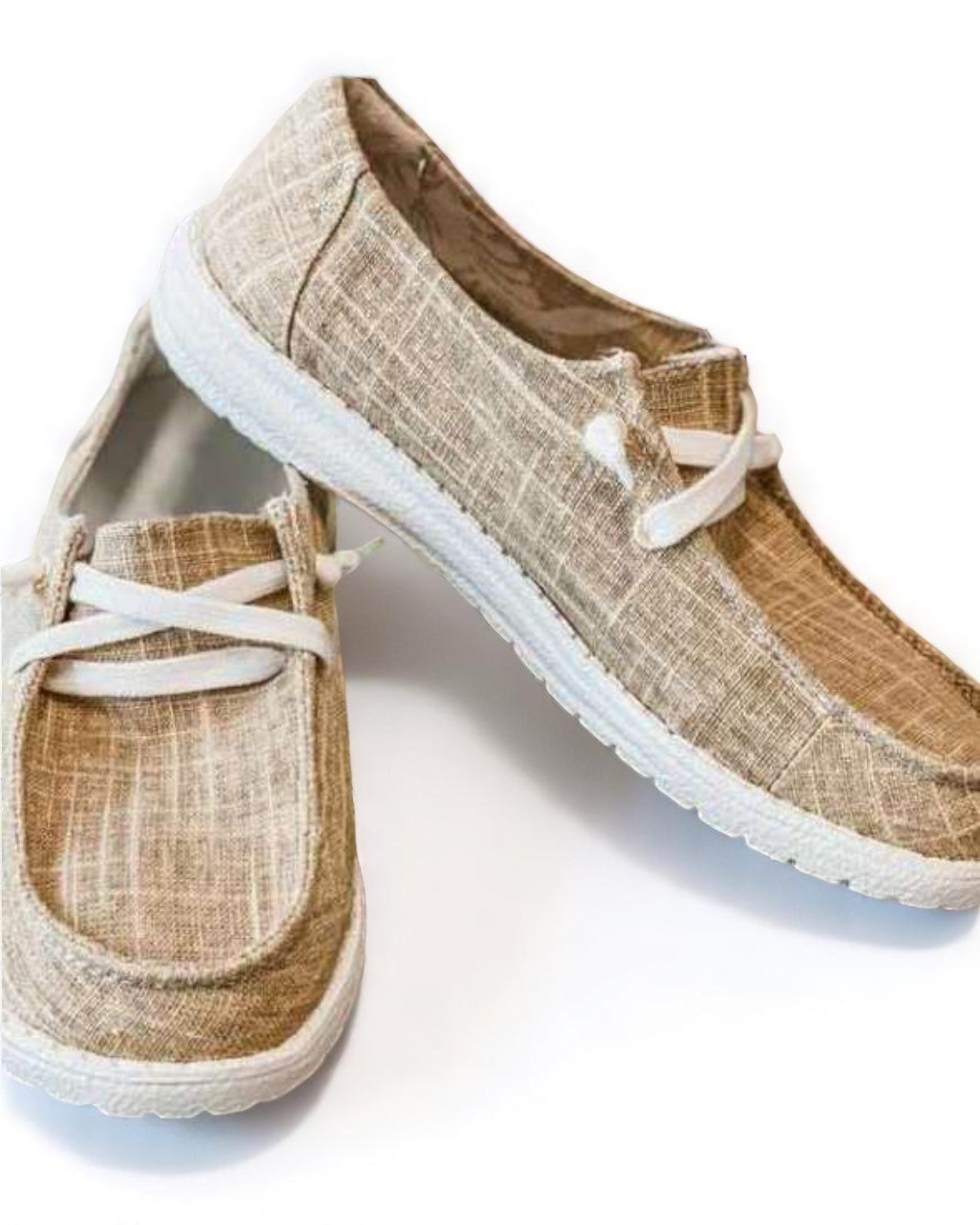 Ria Flache Schuhe aus Stoff mit Schnürsenkeln